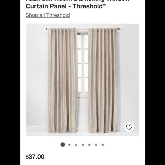 NEW 2 Threshold 95 X 52 Ivory Faux Silk Room Darkening curtains NEW - Picture 2 of 10